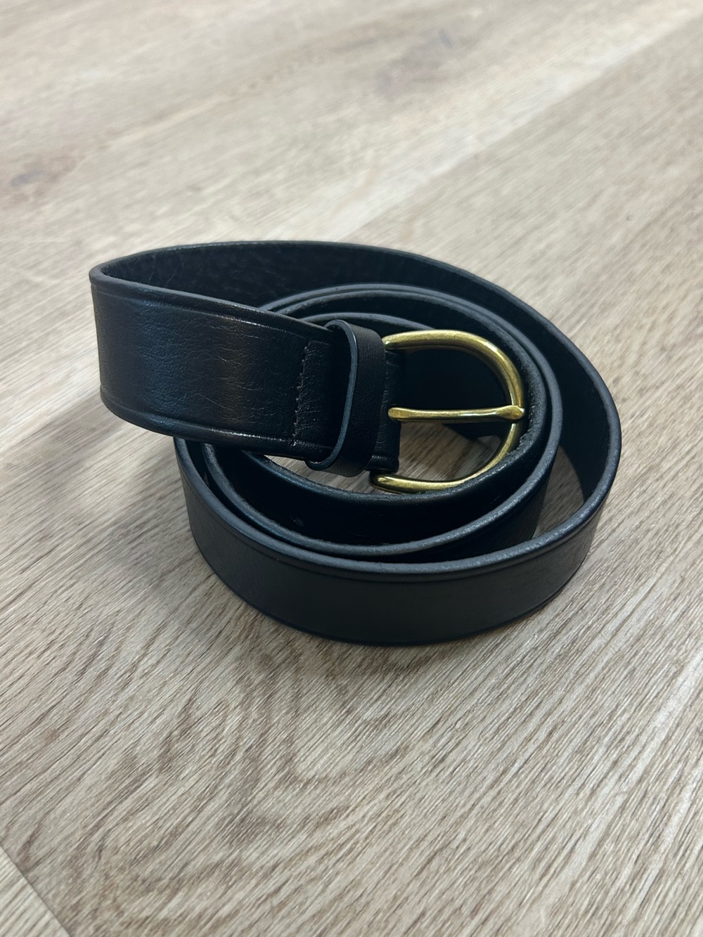 Madewell 100% Genuine Italian Leather Black Gold Hardware Belt